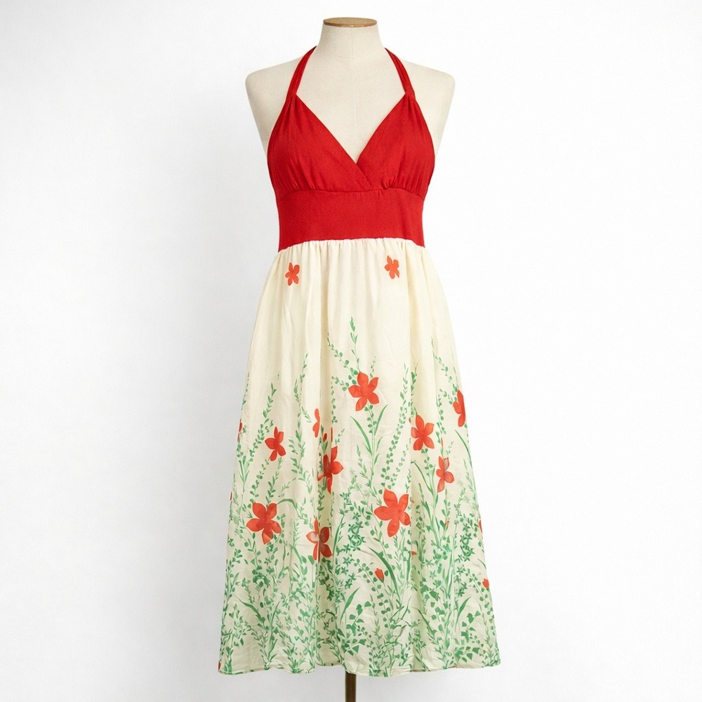 Vintage Wet‎ Seal Y2K Floral Fairy Babydoll Halter Dress Size M Retro Sleeveless